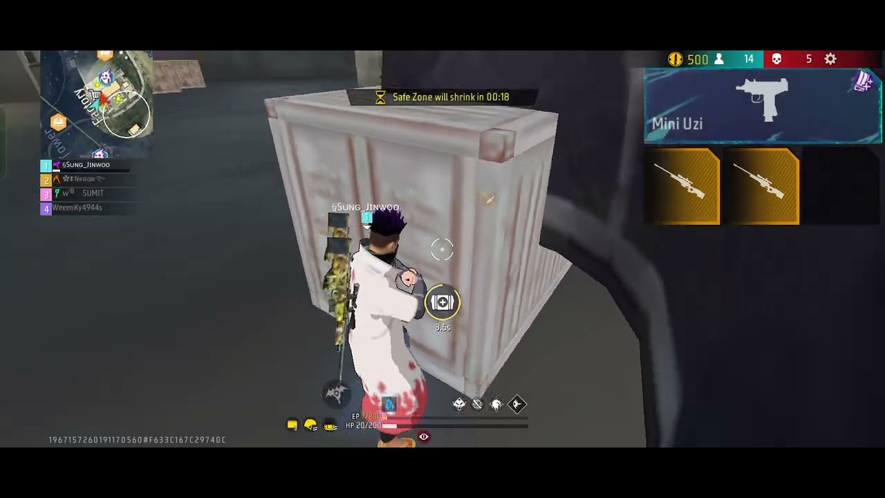 BOOYAH BOOYAH 2AWM + MINI UZI GAMEPLAY IN T1 LOBBY 
