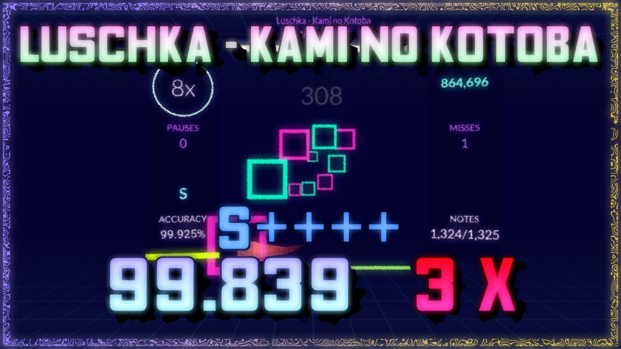 [Rhythia] Kami No Kotoba ++++ (145%) | 99.839% 3 MISS | FC INCOMING