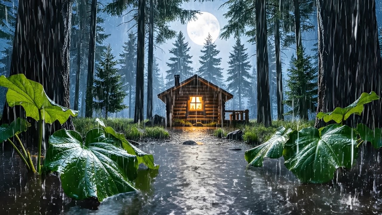 Rain Sound in the Woods ⛈️ Heavy Rain on Window for Deep Sleep | Soothing Rainy Day Ambience
