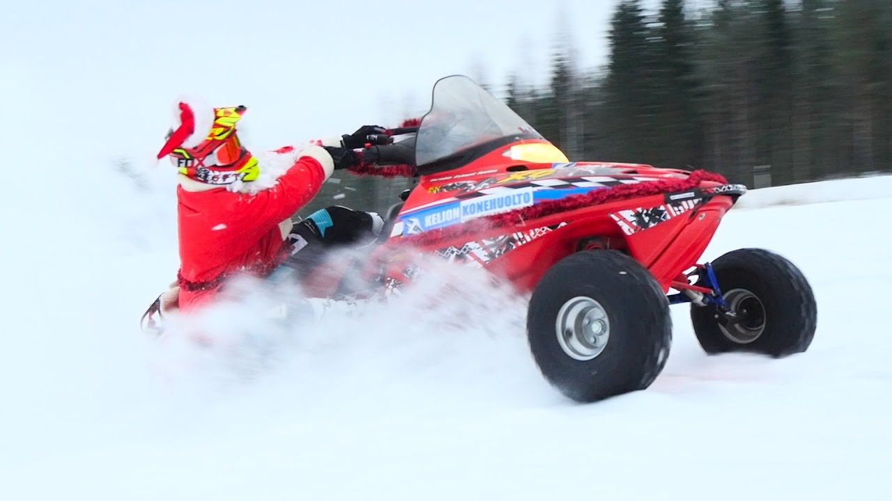 Snowmobile ON WHEELS - Santa Claus Test test ride