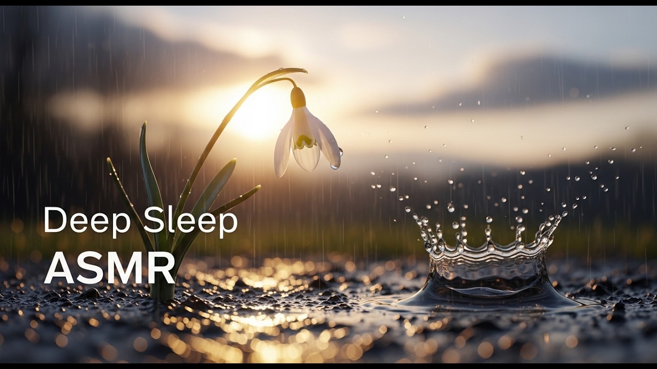Deep Sleep ASMR Rain 🌧️ Snowdrop Flowers POV | Gentle Rain Sounds for Sleep & Focus
