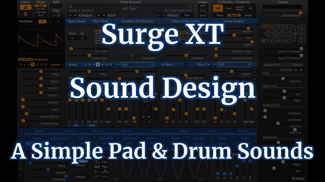 Creating A Simple Pad and Drum Sounds – Surge XT Sound Design