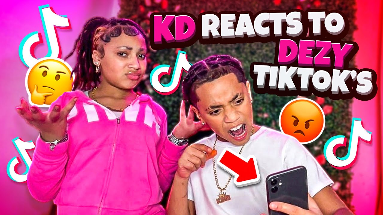 LIL BROTHER KD REACTS TO DEZYS TIKTOKS! *I regret this***