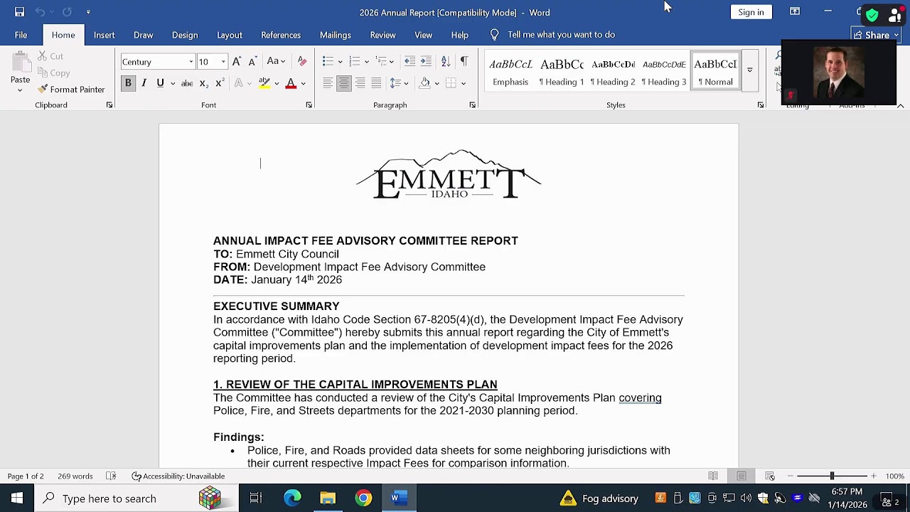 1-14-26 Emmett Development Impact Fee Advisory Committee Meeting