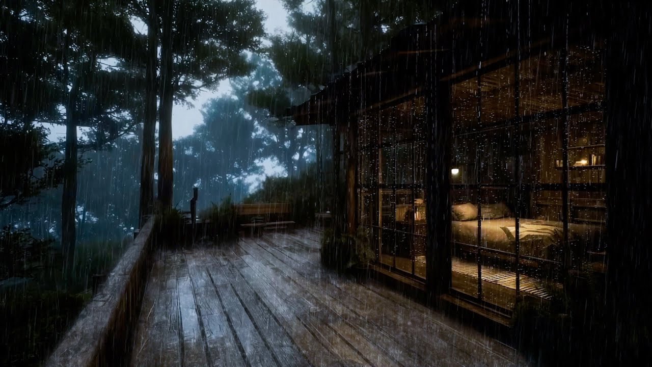 A Quiet Rainy Night at the Lakeside Cabin 😴 Gentle Rain and Piano Music for Deep Sleep