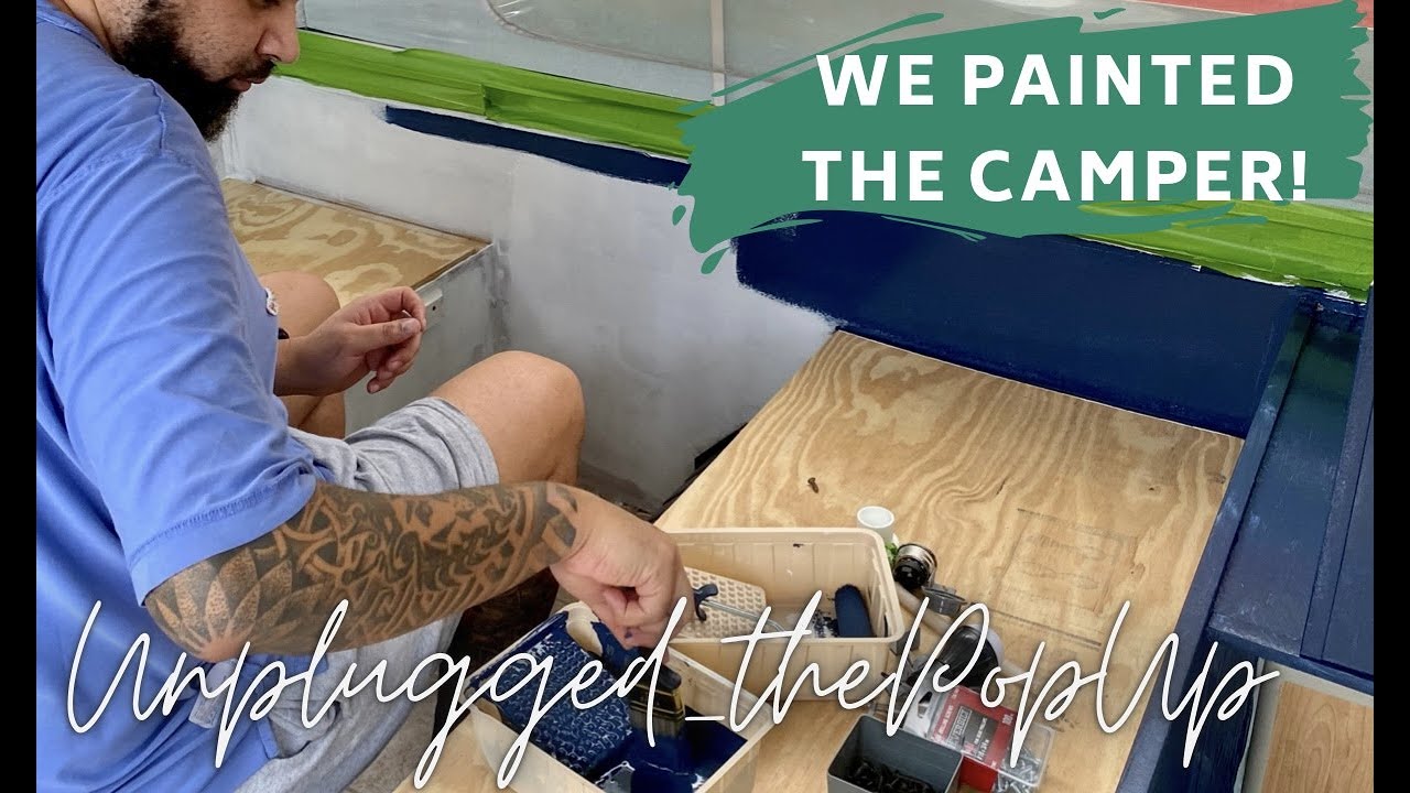 Episode 02: We painted inside the PopUp\\ Easy, Affordable, DIY Camper Paint job!