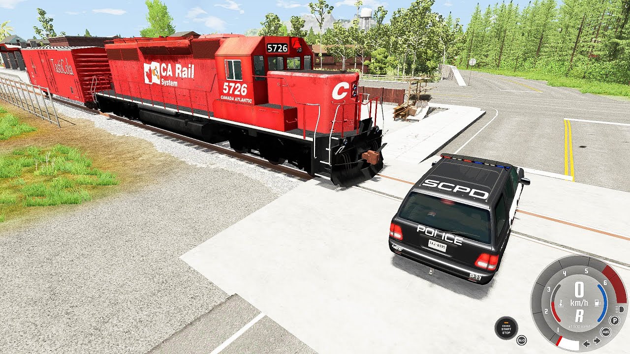 รถไฟ VS รถยนต์ โดนชนจังๆจะเป็นยังไง!!! BeamNG.drive Part90