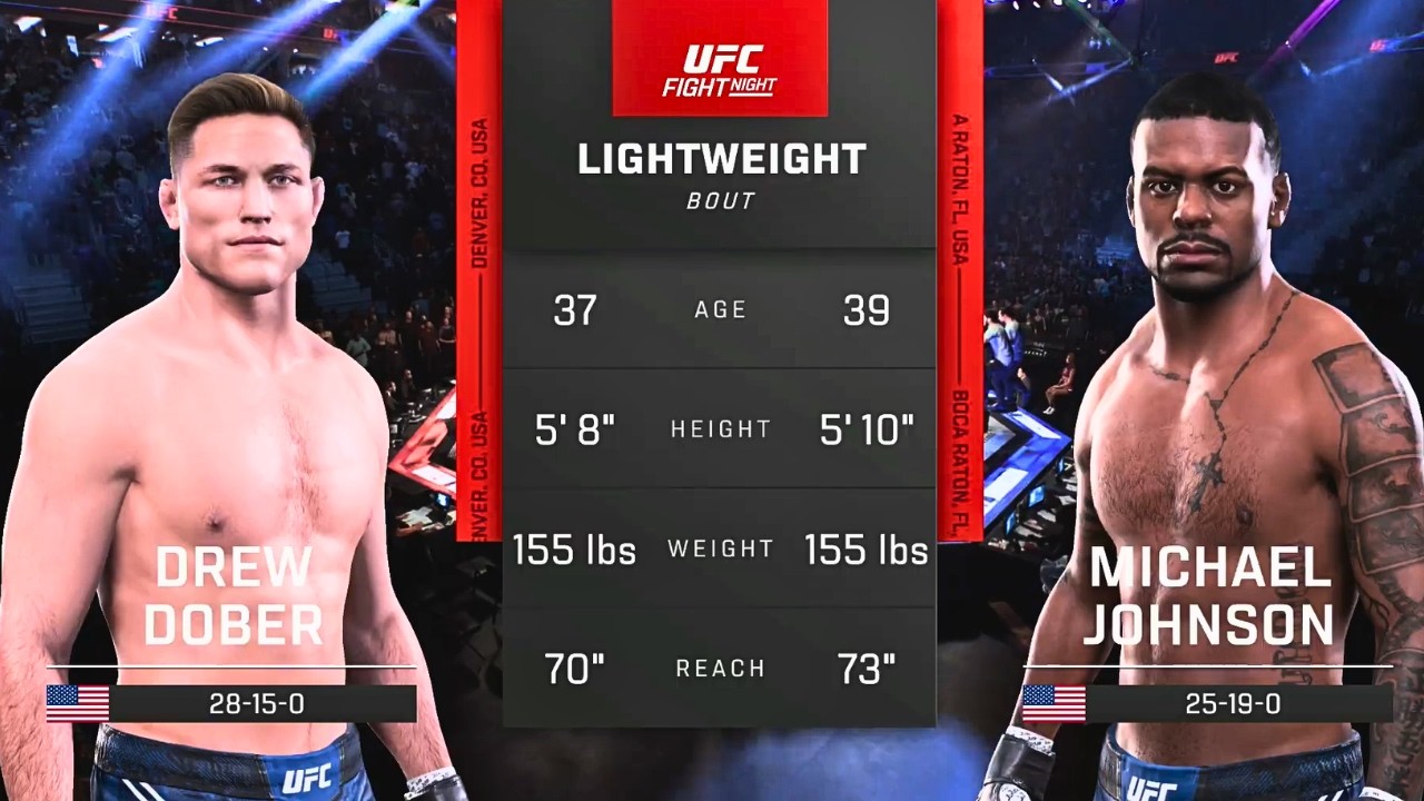 Drew Dober vs Michael Johnson FULL FIGHT | UFC 5 AI Simulation Gameplay (CPU vs CPU)