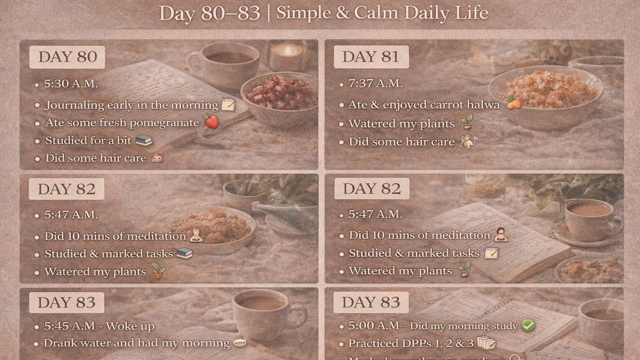 Day 80–83 | Calm Mornings, Journaling & Small Daily Wins 