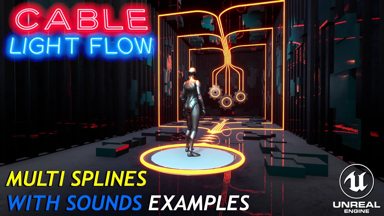 One click Multi spline system (Cables, Laser, Niagara, Static mesh) in Unreal Engine
