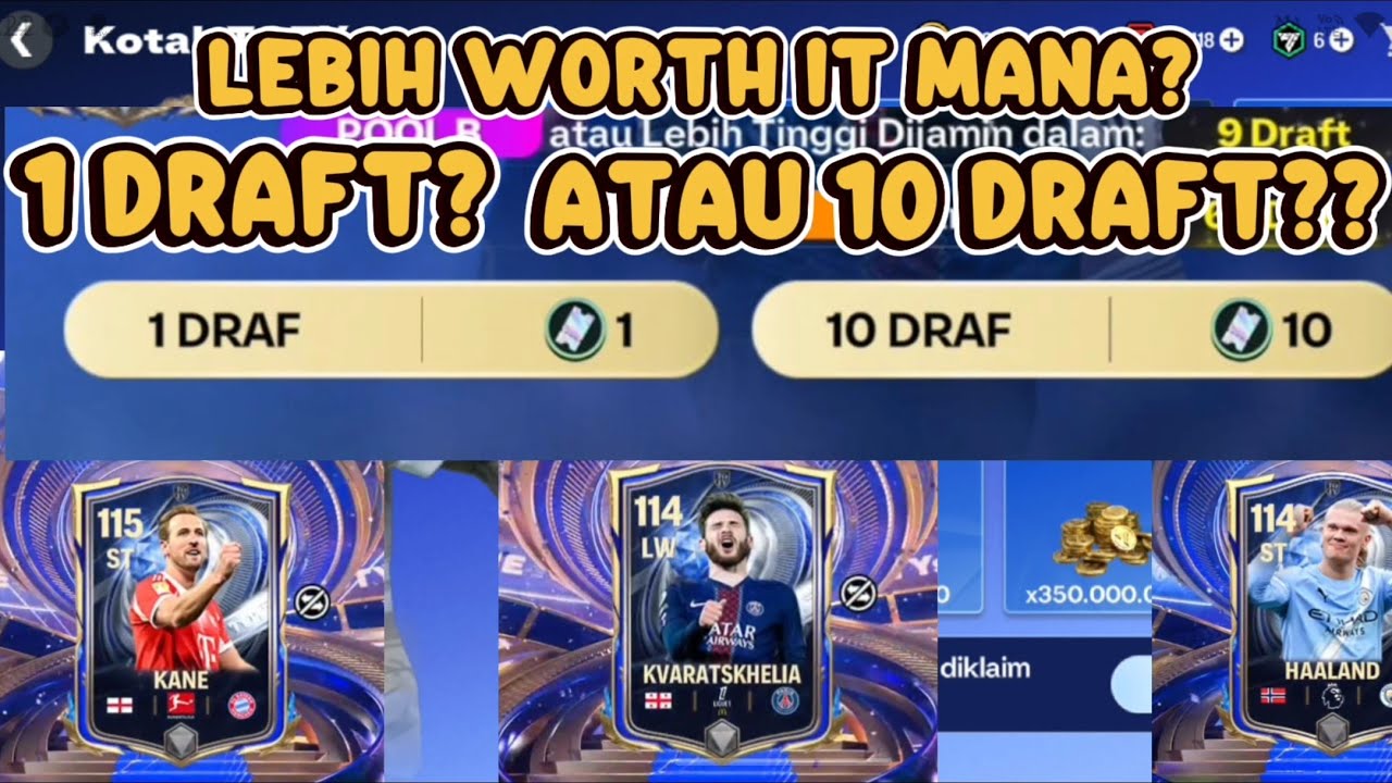 Gacha 1 draft vs 10 draft membandingkan yg terbaik, dan Gacha perpanjangan waktu 07, 30K token 07 