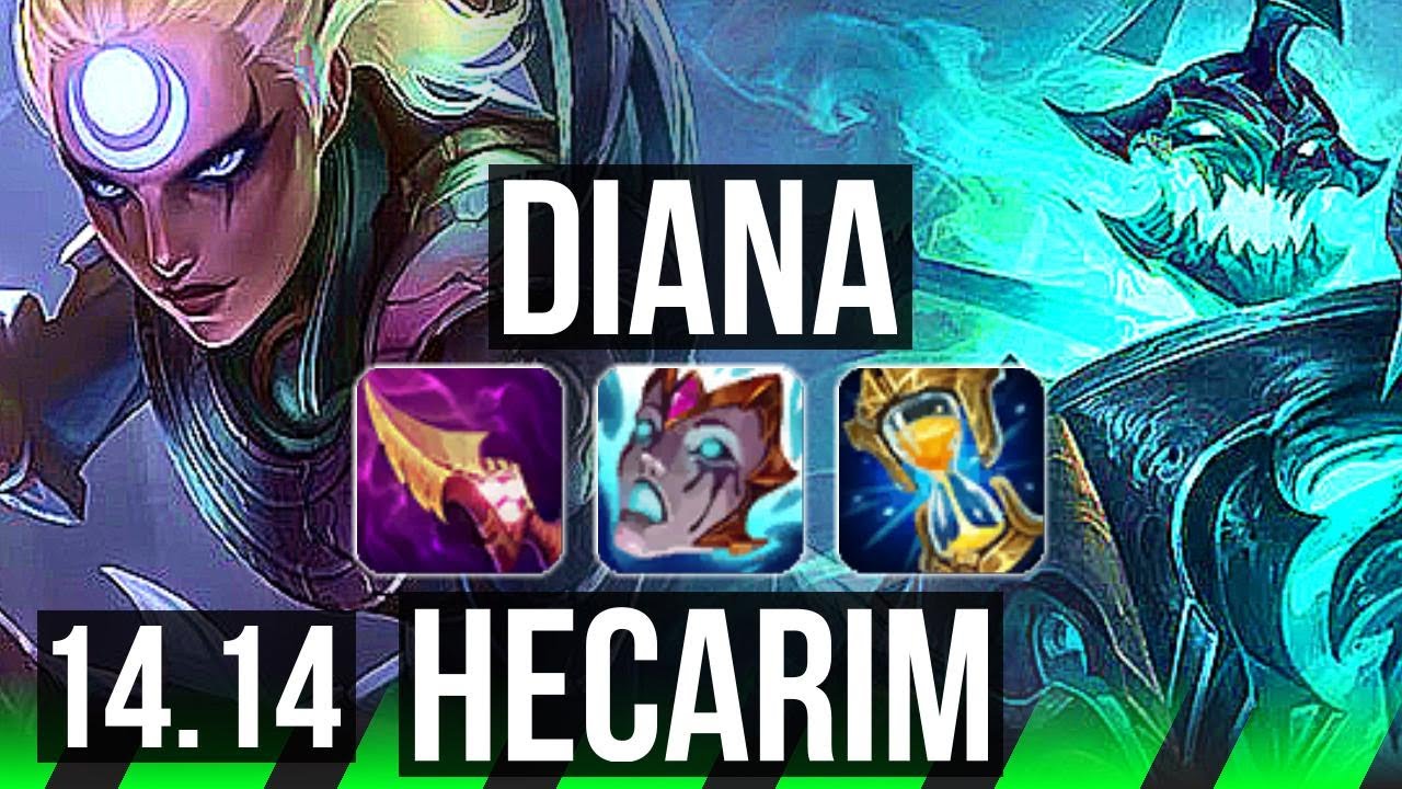 DIANA vs HECARIM (JGL) | 6k comeback, 1000+ games, Dominating | NA Master | 14.14