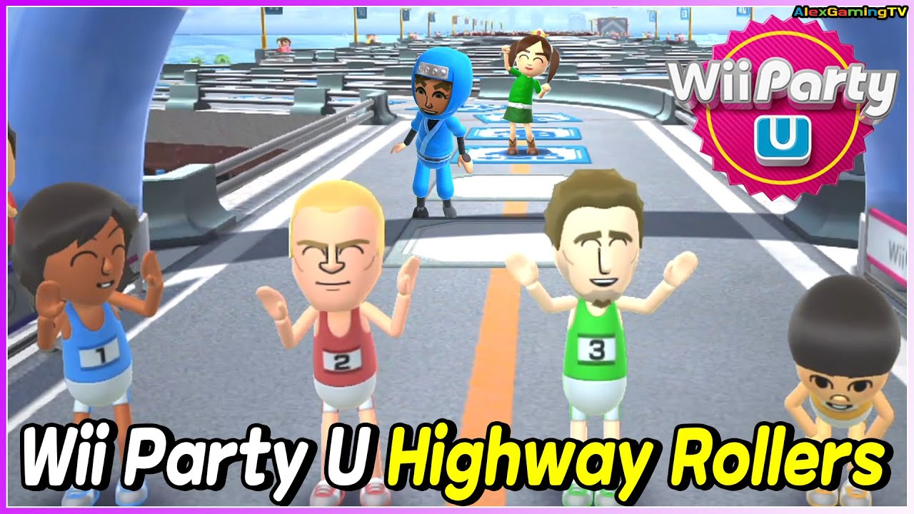 Wii Party U - Highway Rollers (Beginner Com) Haru vs Pit vs Alphonse vs Xiaojian | AlexGamingTV