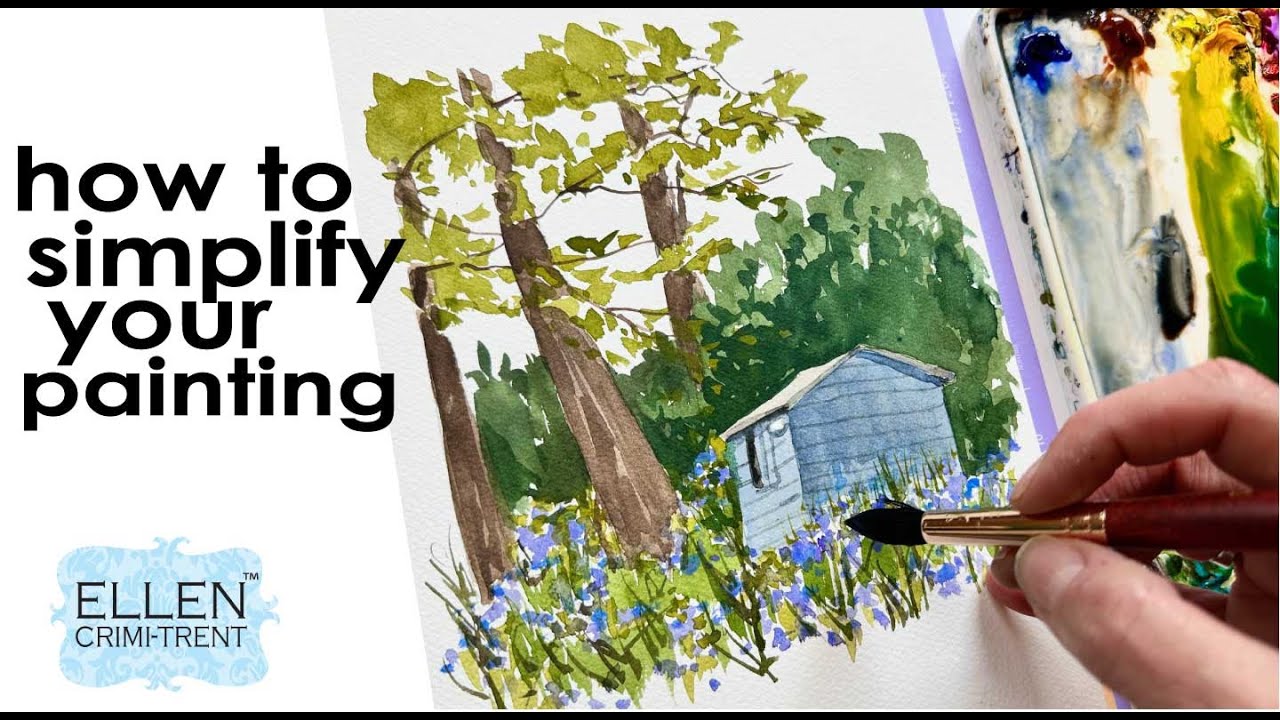 Watercolor Bluebell woods painting/ how to simplify your painting for beginners