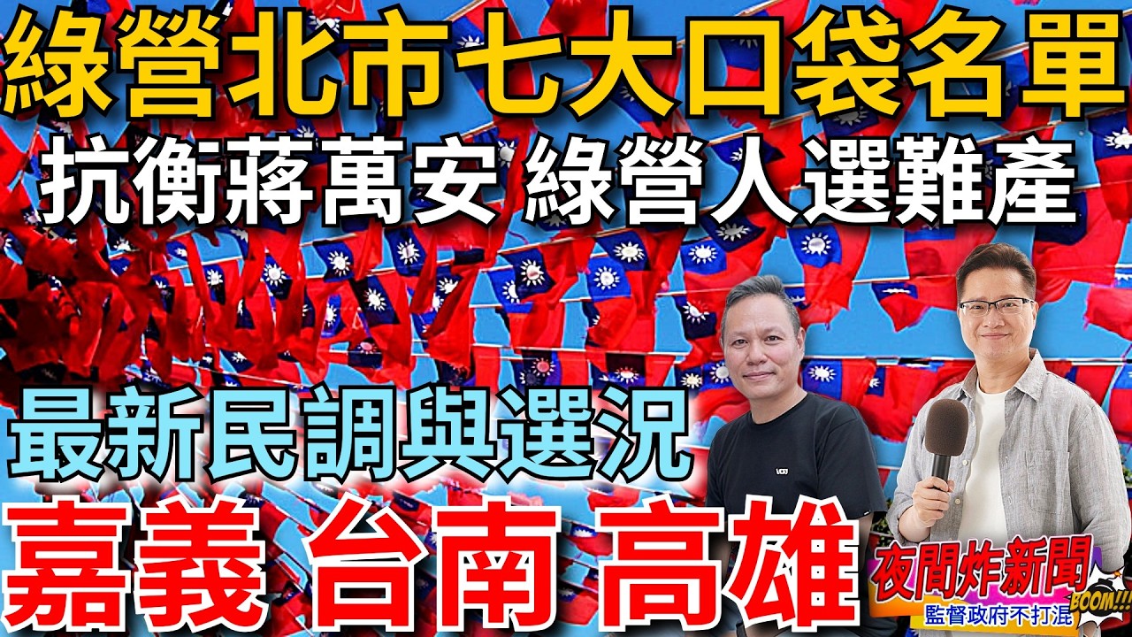 綠營北市七大口袋名單曝光！嘉義 台南 高雄最新民調與選況 2026/3/16【夜間炸新聞】主持人莊子富&貼紙哥黃建豪 #民調 #政治 #2026
