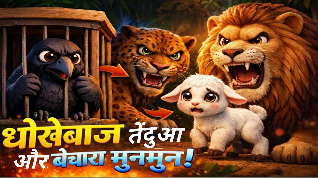 धोखेबाज तेंदुआ और बेचारा मुनमुन🐐।Hindi kahani।Neeti katha। Moral story।