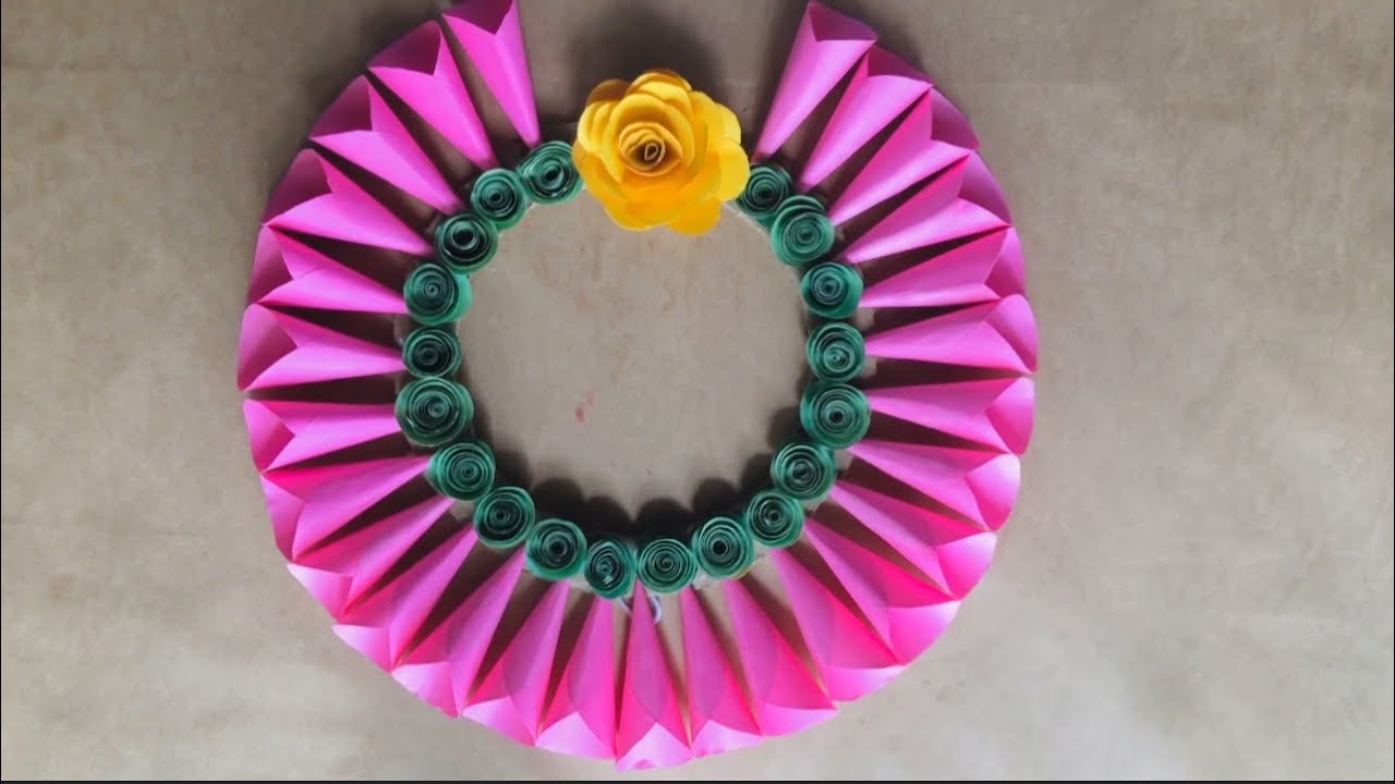 Colorful Paper Flower Ring Wall Decor|Easy paper craft