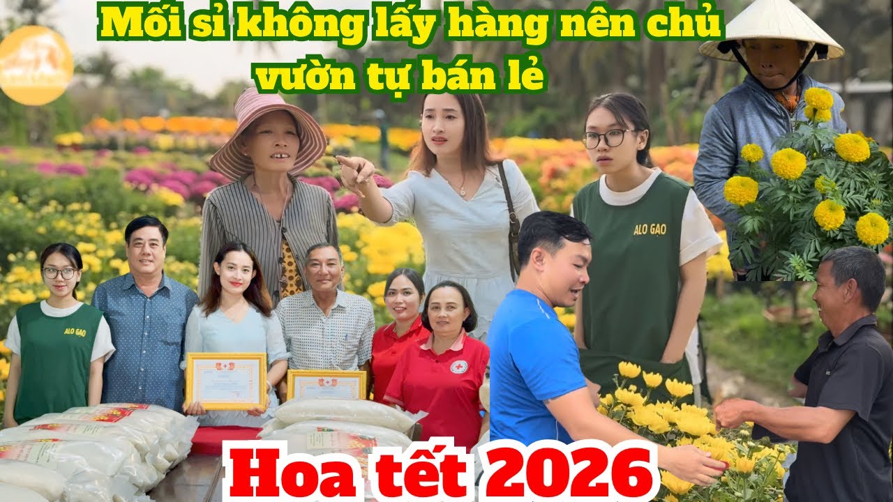 Ngày 26 Tết tất bật chuẩn bị đón xuân. Thùy Kim Khiết mua hoa và trao yêu thương cùng bà con ở VL.