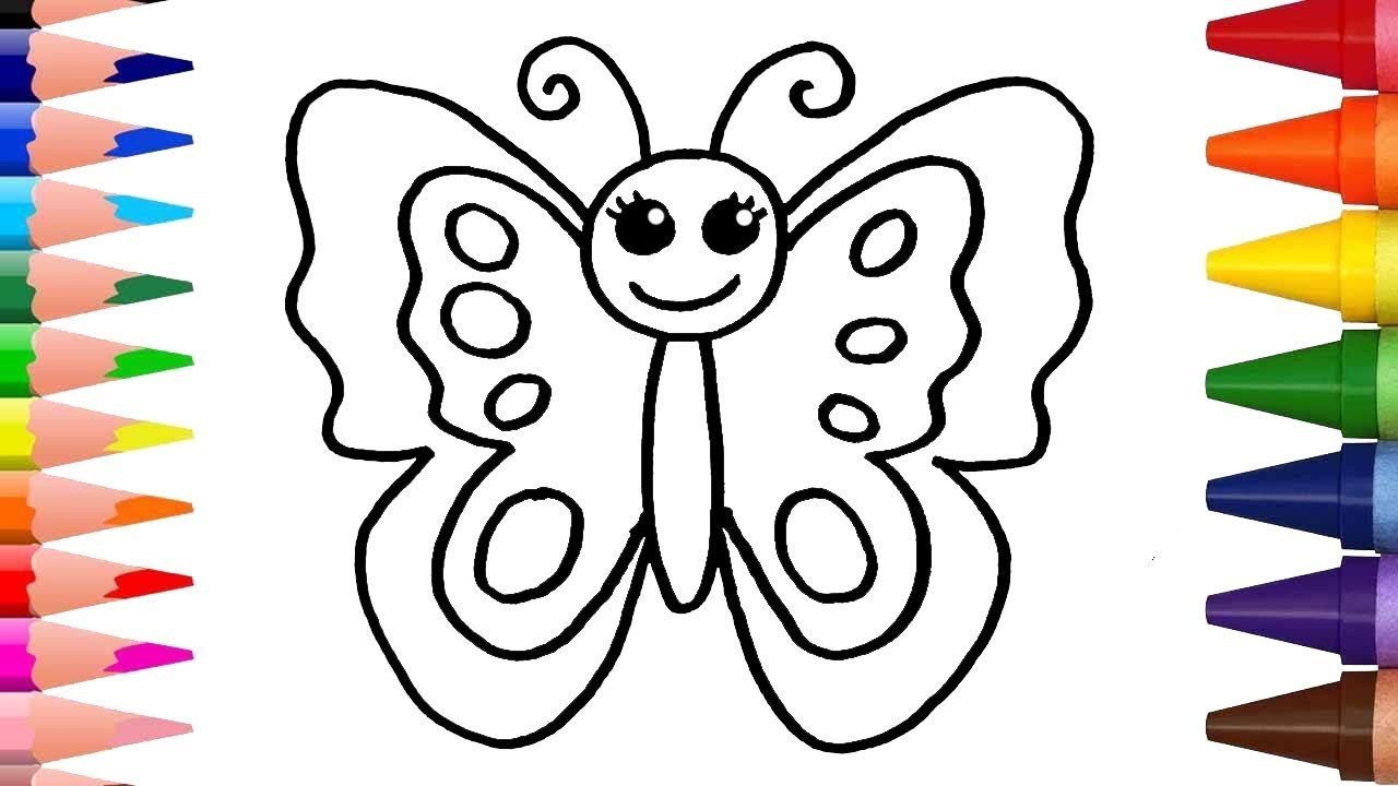 تعلم كيف ترسم وتلون فراشة - تعليم الرسم والتلوين للاطفال - Coloring Pages for Kids