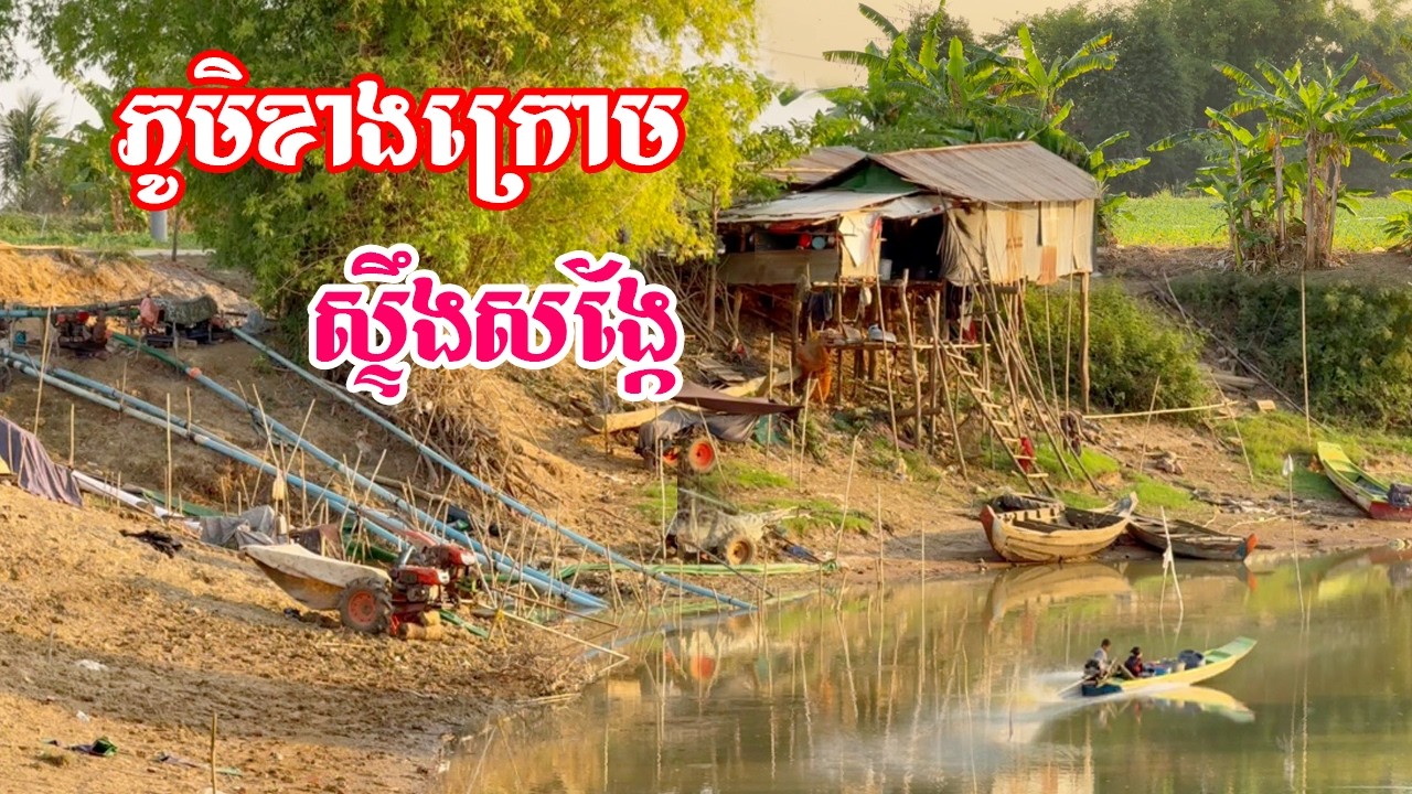 សម្រស់ភូមិនៅតាមដងស្ទឹងសង្កែផ្នែកខាងក្រោមក្នុងភូមិបាក់រទះភូមិដូង​​​​​​ឥន្ទស្រស់ស្អាតបែបធម្មជាតិ