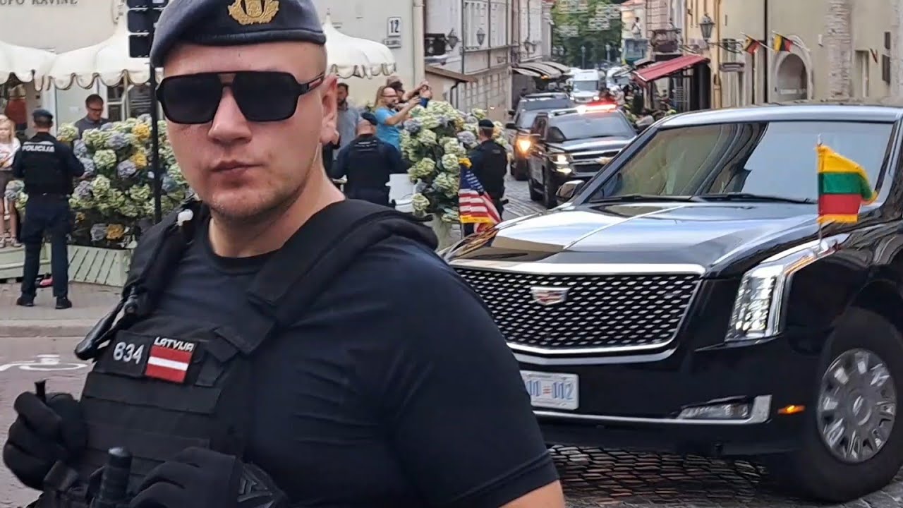 US President JOE BIDEN motorcade in Vilnius Lithuania 12.07.2023