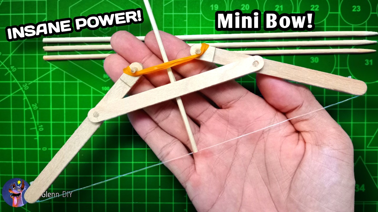 DIY Mini Compound Bow and Arrow using Popsicle Sticks and Rubber Bands!