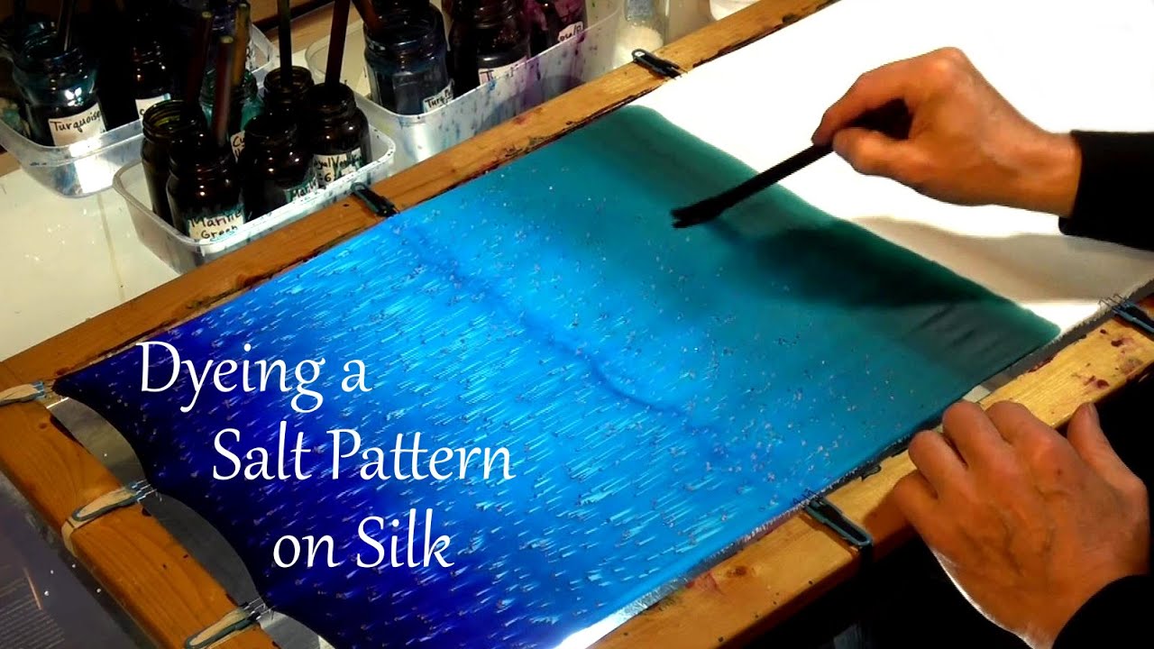Silk Painting Salt Technique; Hand Dyeing Infinity Scarf Fabric