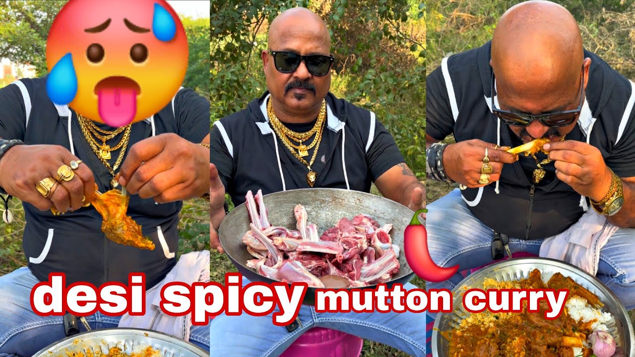 देशी 🌶स्पाइसी। मटन करी 🥵  #chickenlegpeice #mukbanghorfun #legpiece #streetfood 