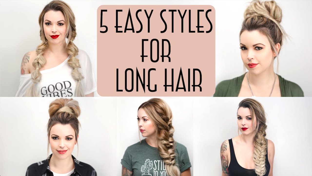 5 QUICK & EASY Hairstyle for Long Hair! Cute Hair Fast for the Busy MOM