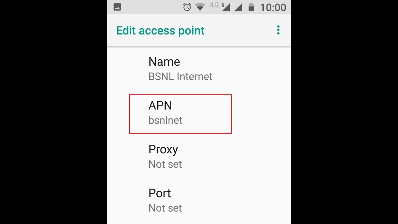 Настройки APN BSNL 4G для Android