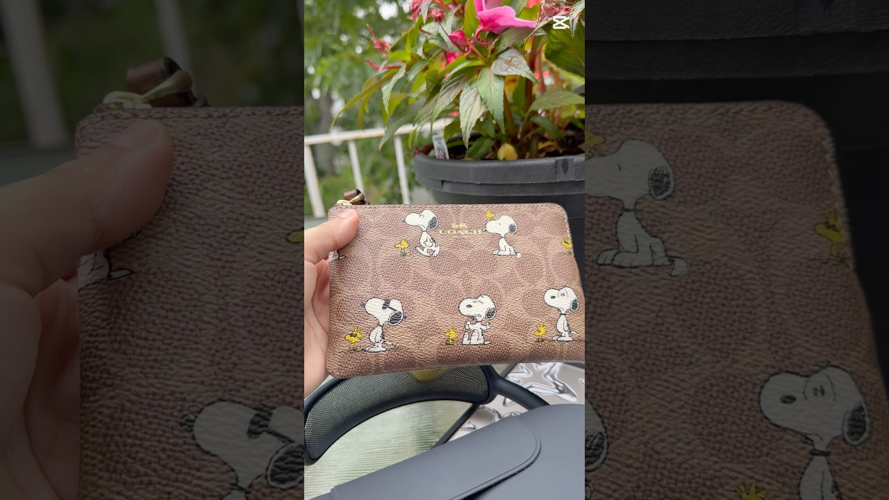 Coach X Peanuts Corner Zip Wristlet✨🤎🥜@coach #coachny  @Snoopy