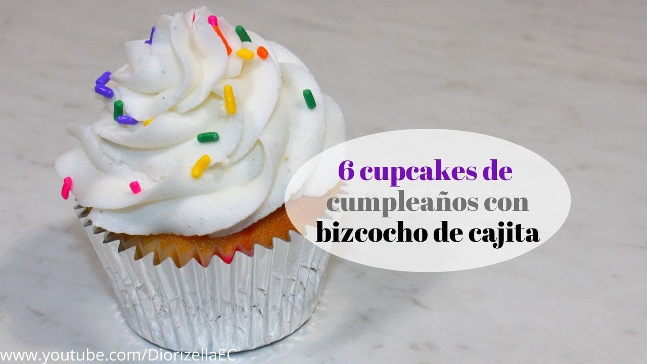 Como hacer 6 cupcakes de cumpleaños de cajita #funfetti