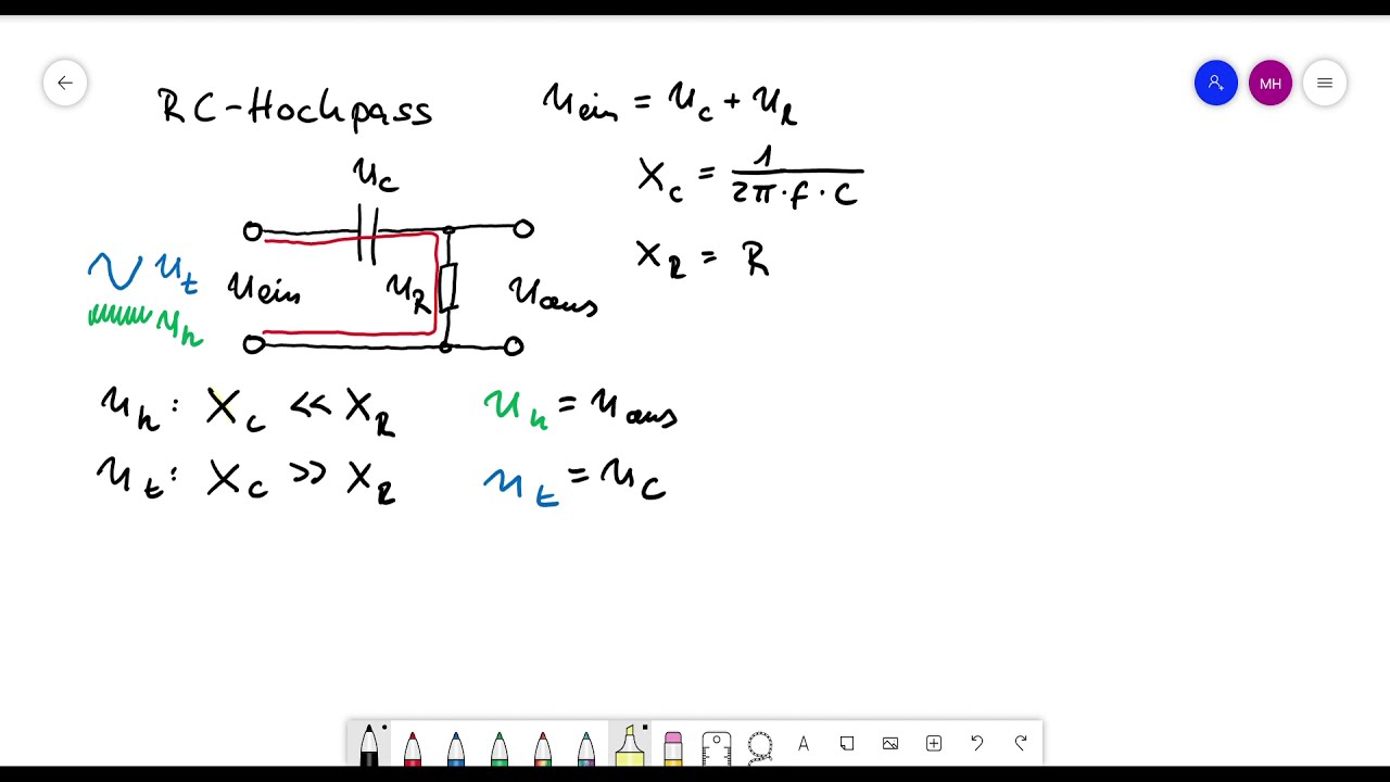 RC-Hochpass - Filter Schaltung aus Widerstand und Kondensator im Wechselstromkreis