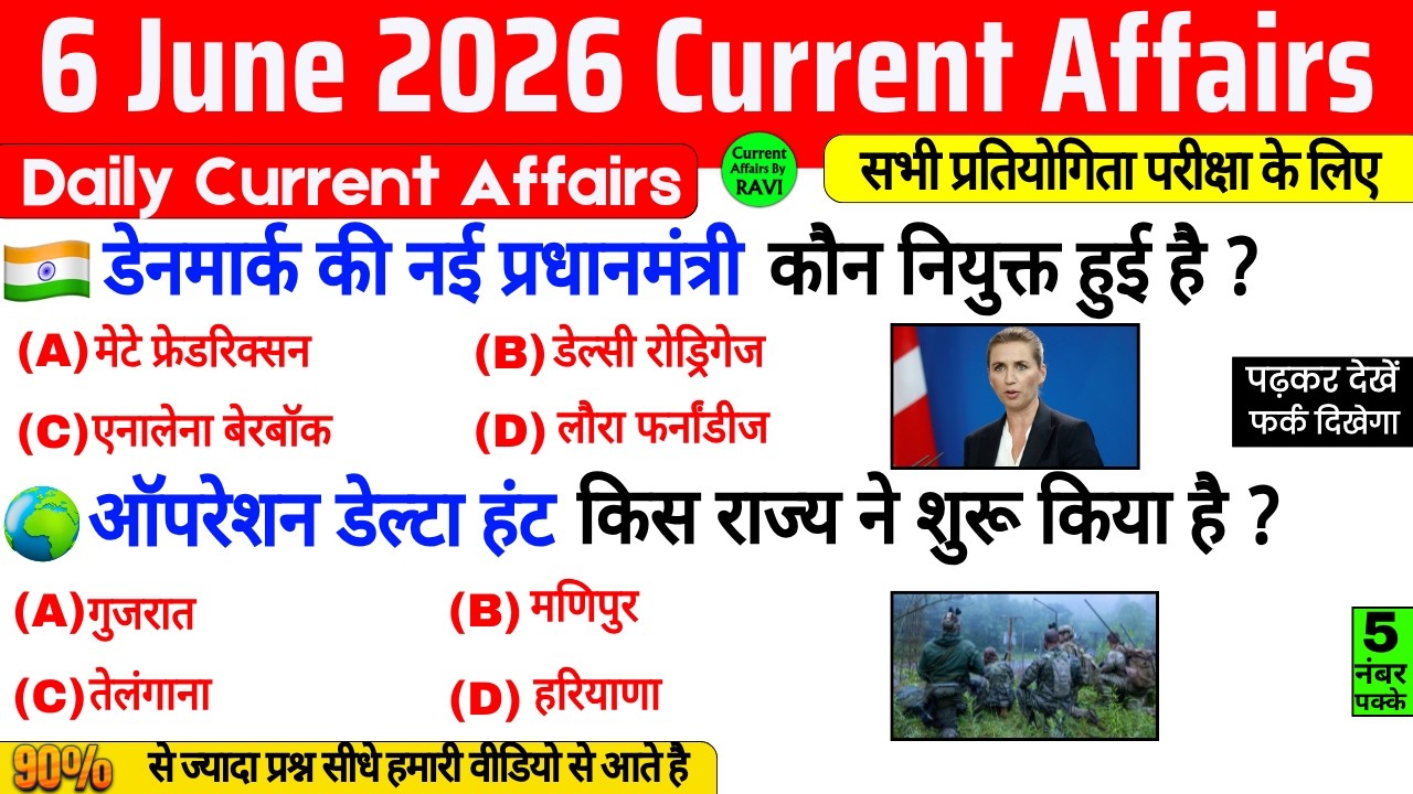 6 June 2026 Current Affairs | Current Affairs Today | Current GK SSC Railway UPSC BPSC GRUP D NTPC