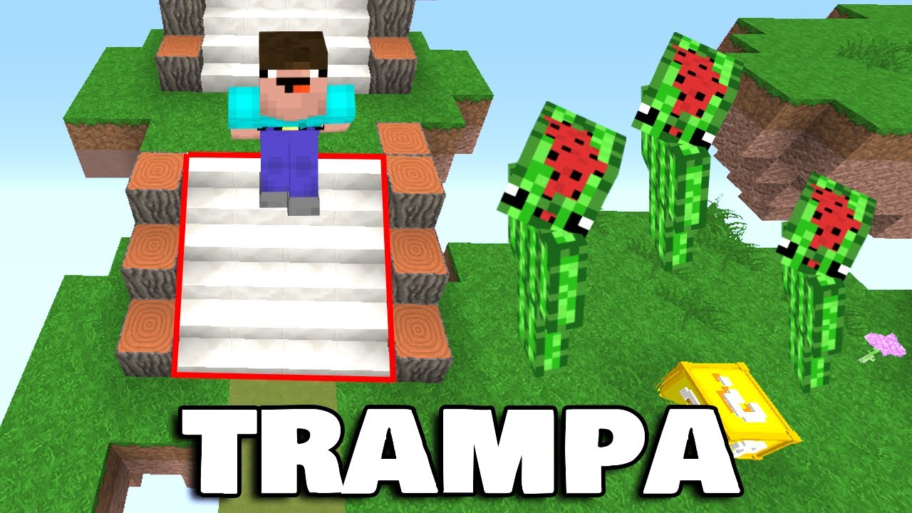 MINECRAFT pero TROLEÉ CON TRAMPAS en MAPA TROLL SKYWARS 😂