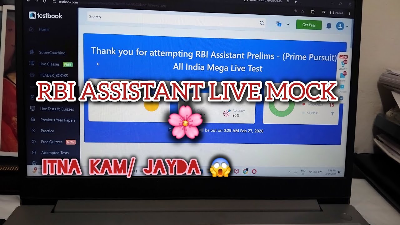 Live mock 2026📚 RBI ASSISTANT 🤓 #motivation #rbi #trending 