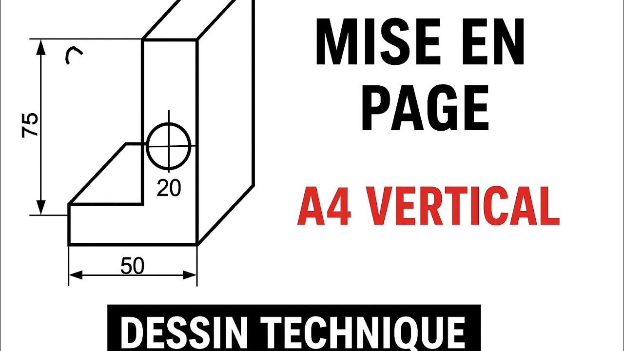 Mise en page en dessin technique Format A4 vertical, dessin industriel, dessinTec Gil
