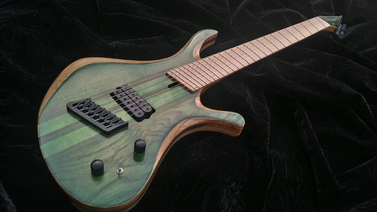 Handbuilt 7 string fanned fret electric guitar