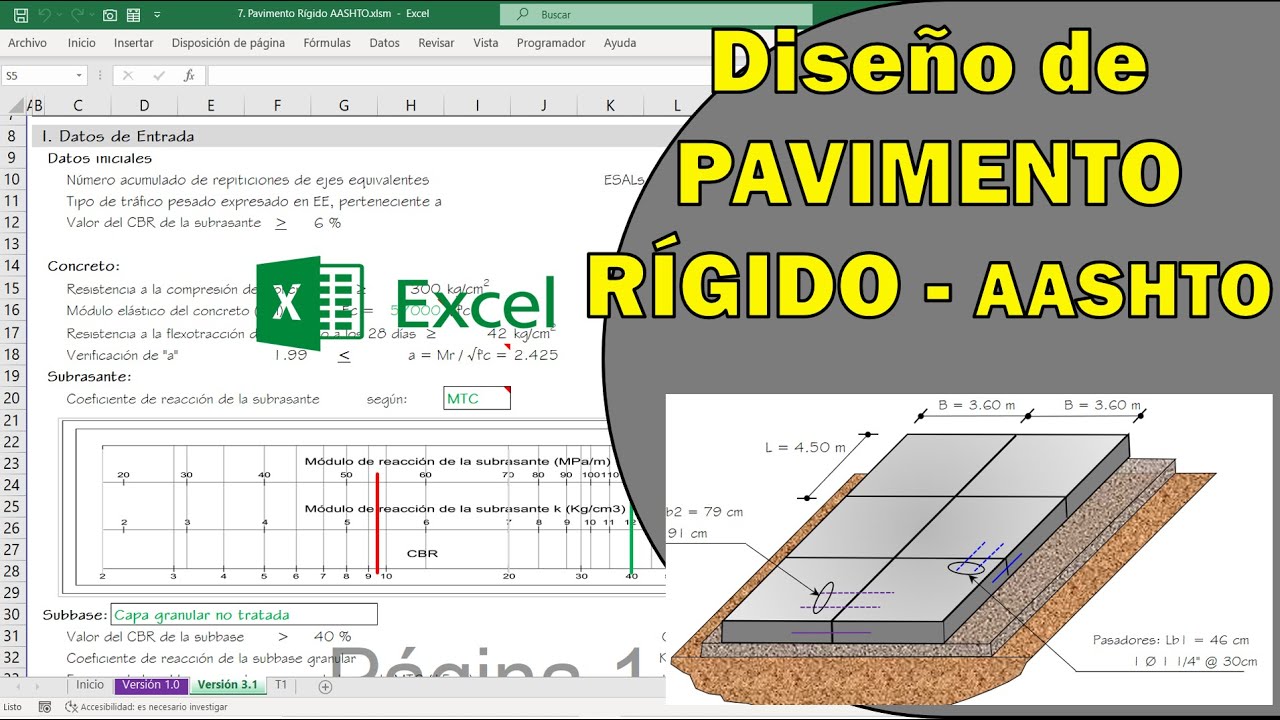 Diseño de Pavimento Rígido según AASHTO - (Plantilla excel profesional)