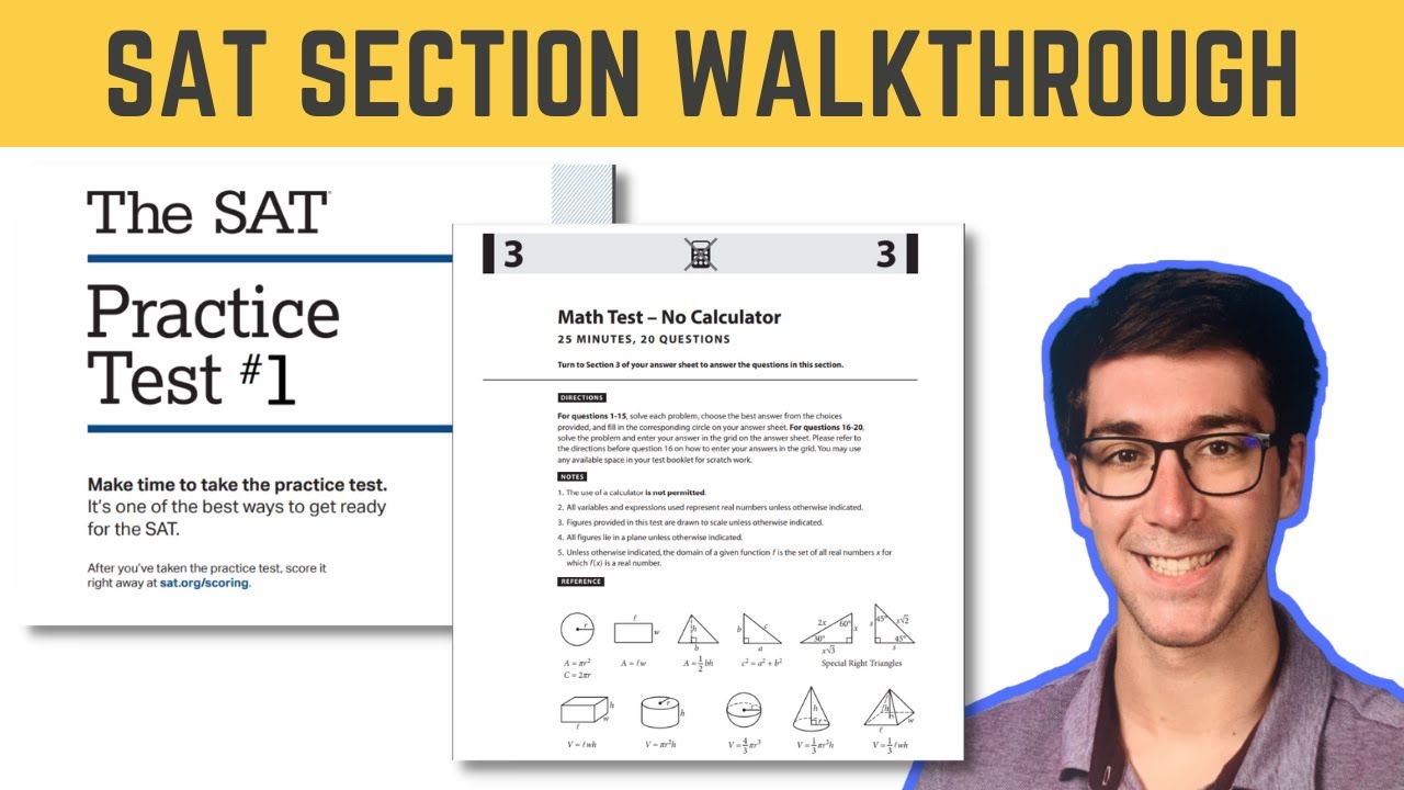 SAT Practice Test 1 Math No Calculator (2021) | No Fluff Walkthrough!
