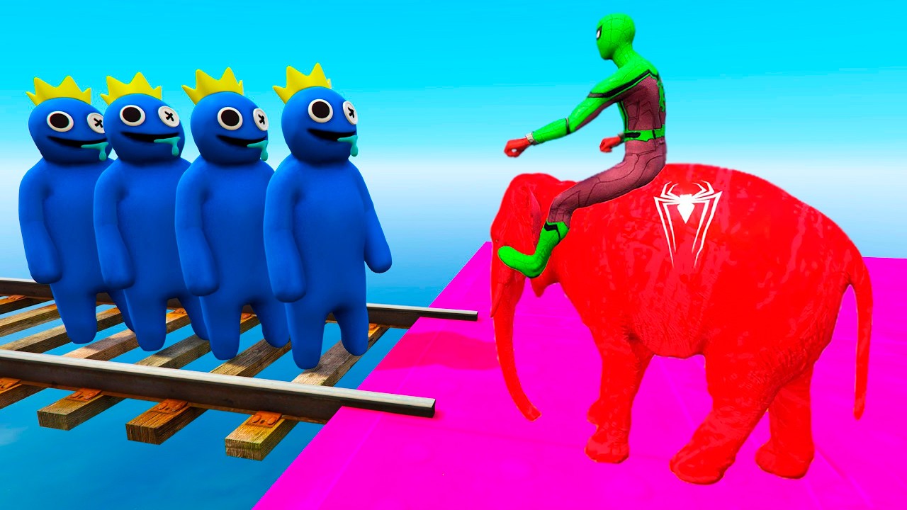 GTA 5 | Crazy Ragdoll - Spiderman On Rainbow Bridge With Minions (Funny Fails Compilations) 1