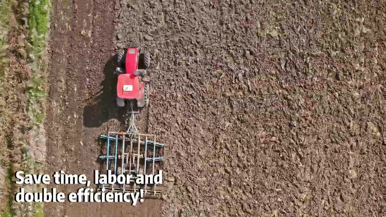 Modern Farming Tractor Pulling Disc Harrow for Soil Preparation
