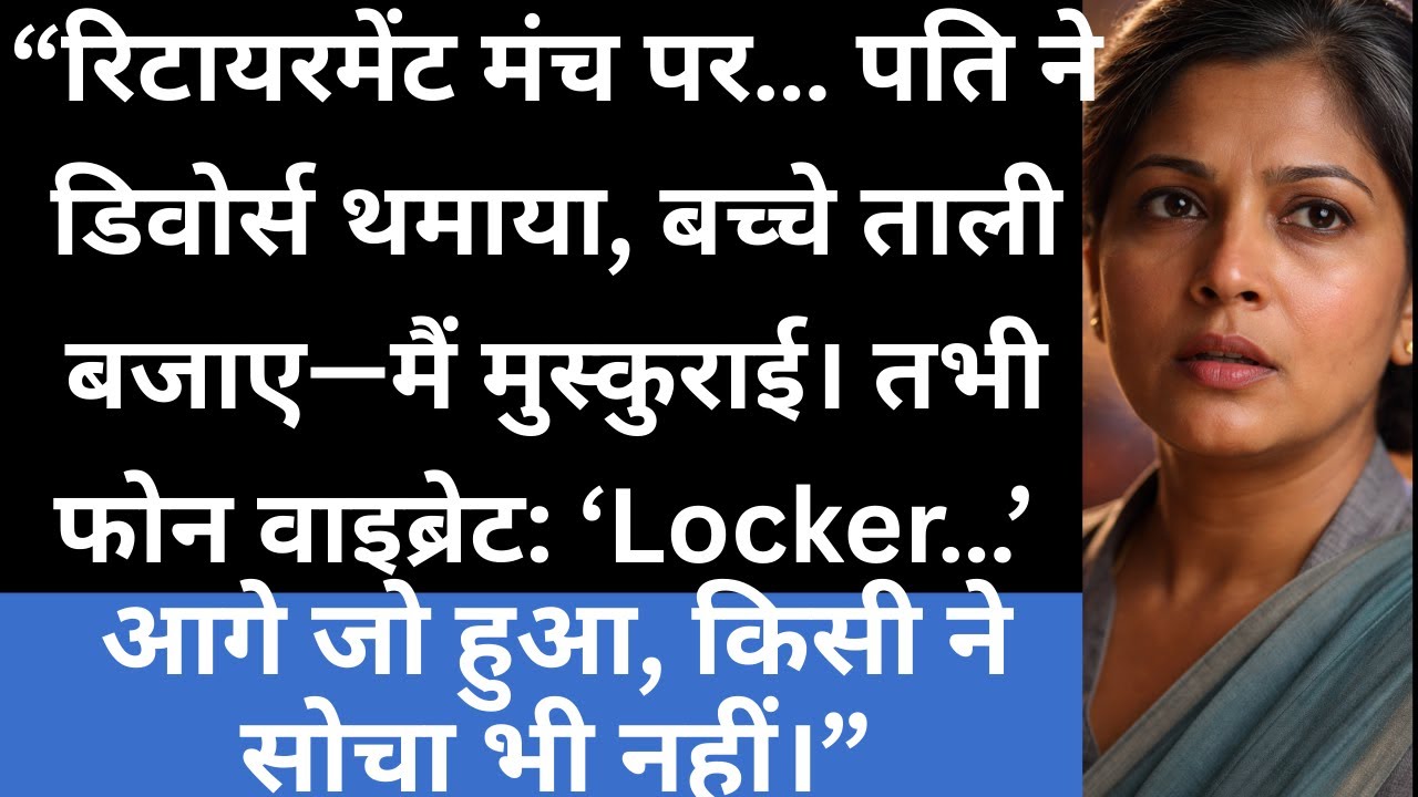 “रिटायरमेंट पार्टी में पति ने डिवोर्स थमाया, बच्चे ताली बजाए… तभी मेरे फोन पर आया: ‘Locker Opened!’”