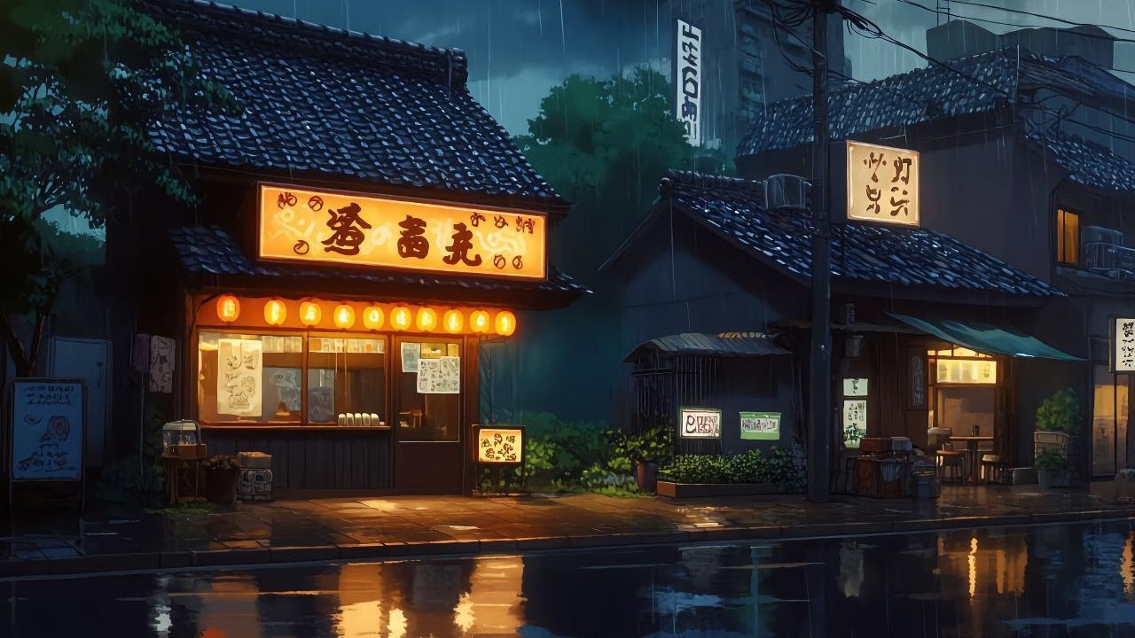 Tokyo Rainy Rooftop Cafe Lofi Beats | Cozy Ambience for Study