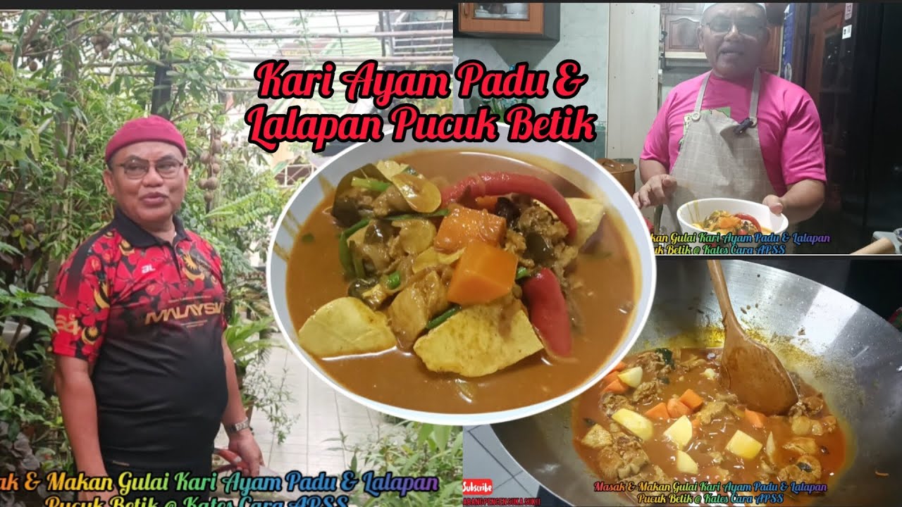 Masak & Makan Kari Ayam Padu & Lalapan Pucuk Betik @ Kates Cara APSS #cookingshow #apss #kariayam