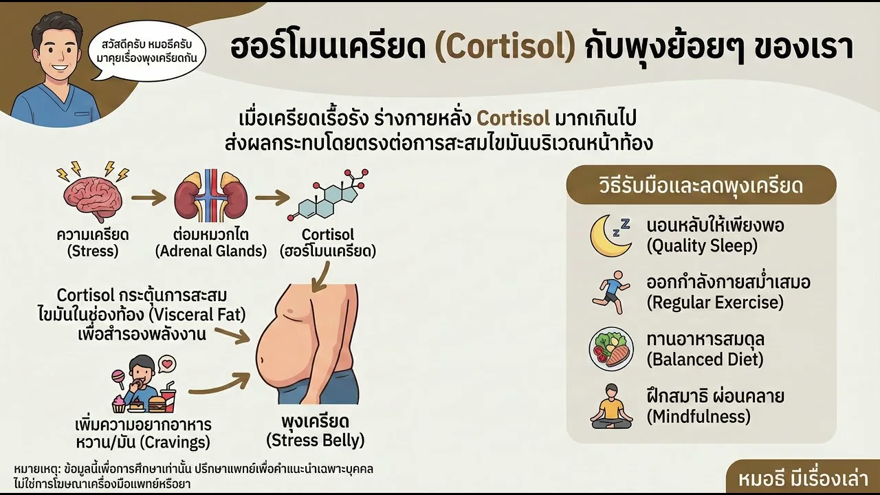 ฮอร์โมนเครียด (Cortisol) ทำอะไรกับพุงของเรา?
