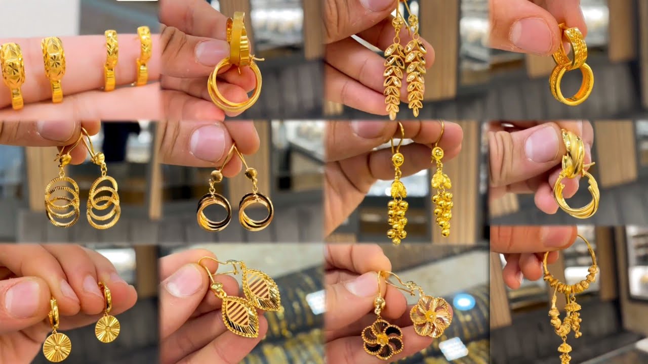 Lightweight Daily Earrings Design in Gold Diamond || Dailywear Gemstone Earrings Stud Designs🤩