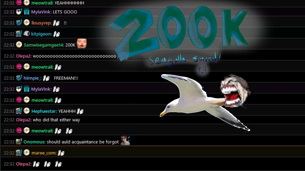 200k seagulls in offline chat !!! (chatterino ping jumpscare warning)