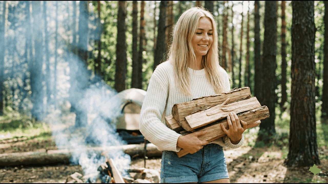 Gathering Wood in the Forest for a Perfect Campfire