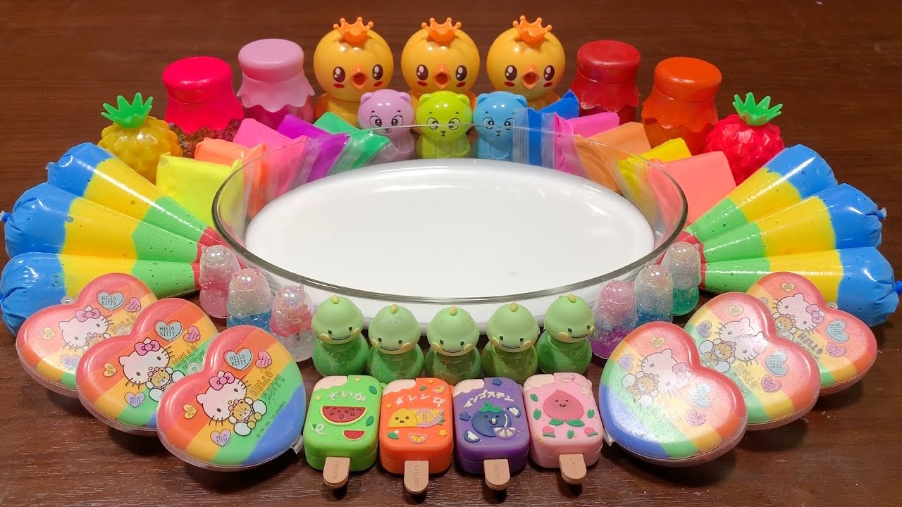 Piping Bags With Clay And Gliter Mixing Random Slime! GLOSSY SLIME!!! #801